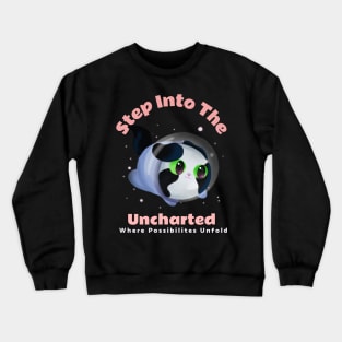 Step Into the Uncharted, Where Possibilities Unfold Funny Cute Cat Astronaut Space Crewneck Sweatshirt